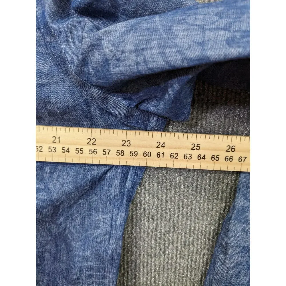 LRL Ralph Lauren Chambray Shirt Mens Medium Floral Preppy Academia Lightweight